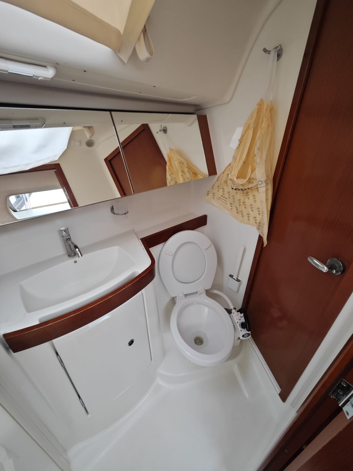 Bathroom in sailing yacht Beneteau Oceanis 40 Violet in Fethiye in Turkey