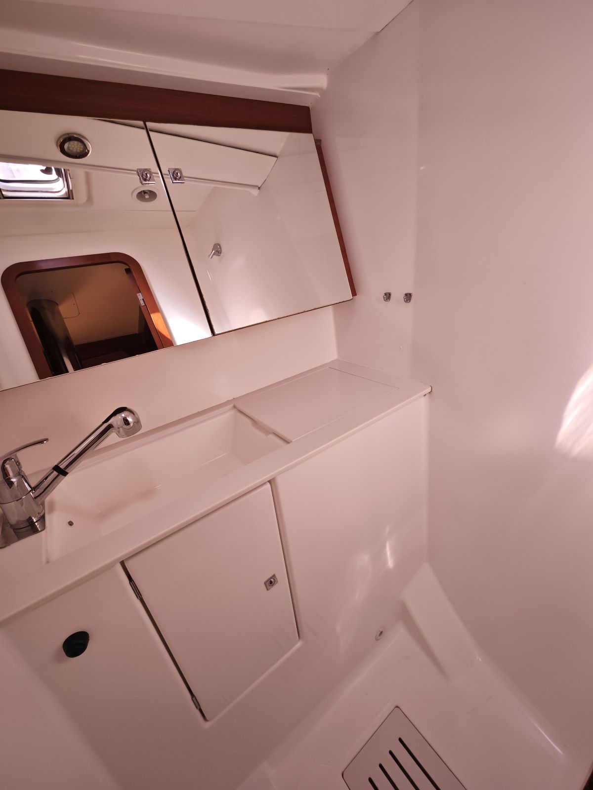Bathroom in sailing yacht Dufour 450 Grand Large Grace in Fethiye in Turkey