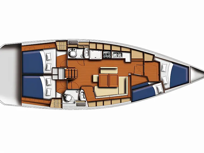 Layout of sailing yacht Beneteau Oceanis 43 Bliss in Fethiye in Turkey