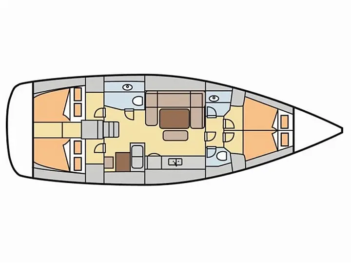 Layout of sailing yacht Dufour 450 Grand Large Grace in Fethiye in Turkey