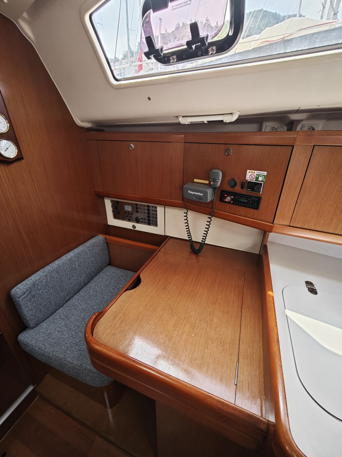 Navigation table in sailing yacht Beneteau Oceanis 40 Violet in Fethiye in Turkey